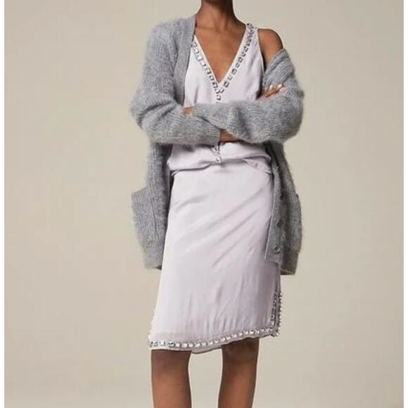 J. Crew Dresses & Skirts - J.Crew Collection Knee Length Organza Slip Skirt Jewels Misty Grey US 8 NWT